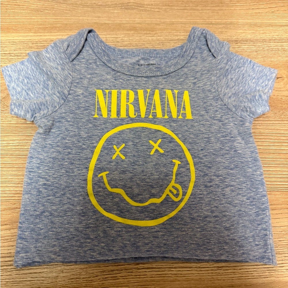 Nirvana Band Baby Blue T-Shirt Size 12 Months Smiley Tee Classic